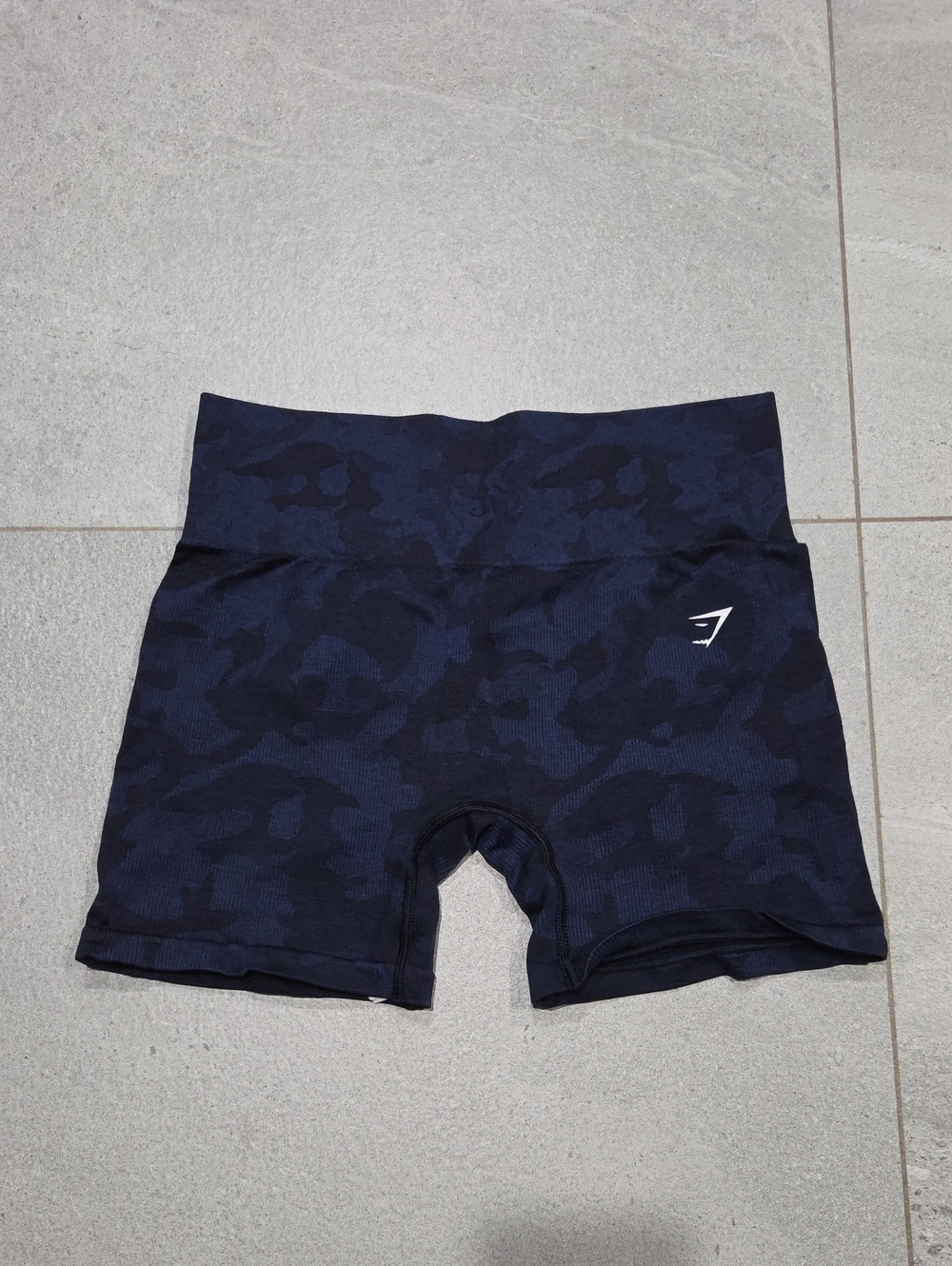 Gymshark High-Rise Seamless Navy Camouflage Shorts